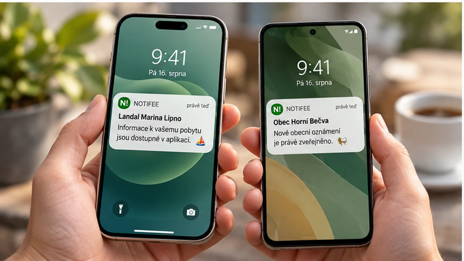iPhone a Android vedle sebe se srovnatelnými notifikacemi