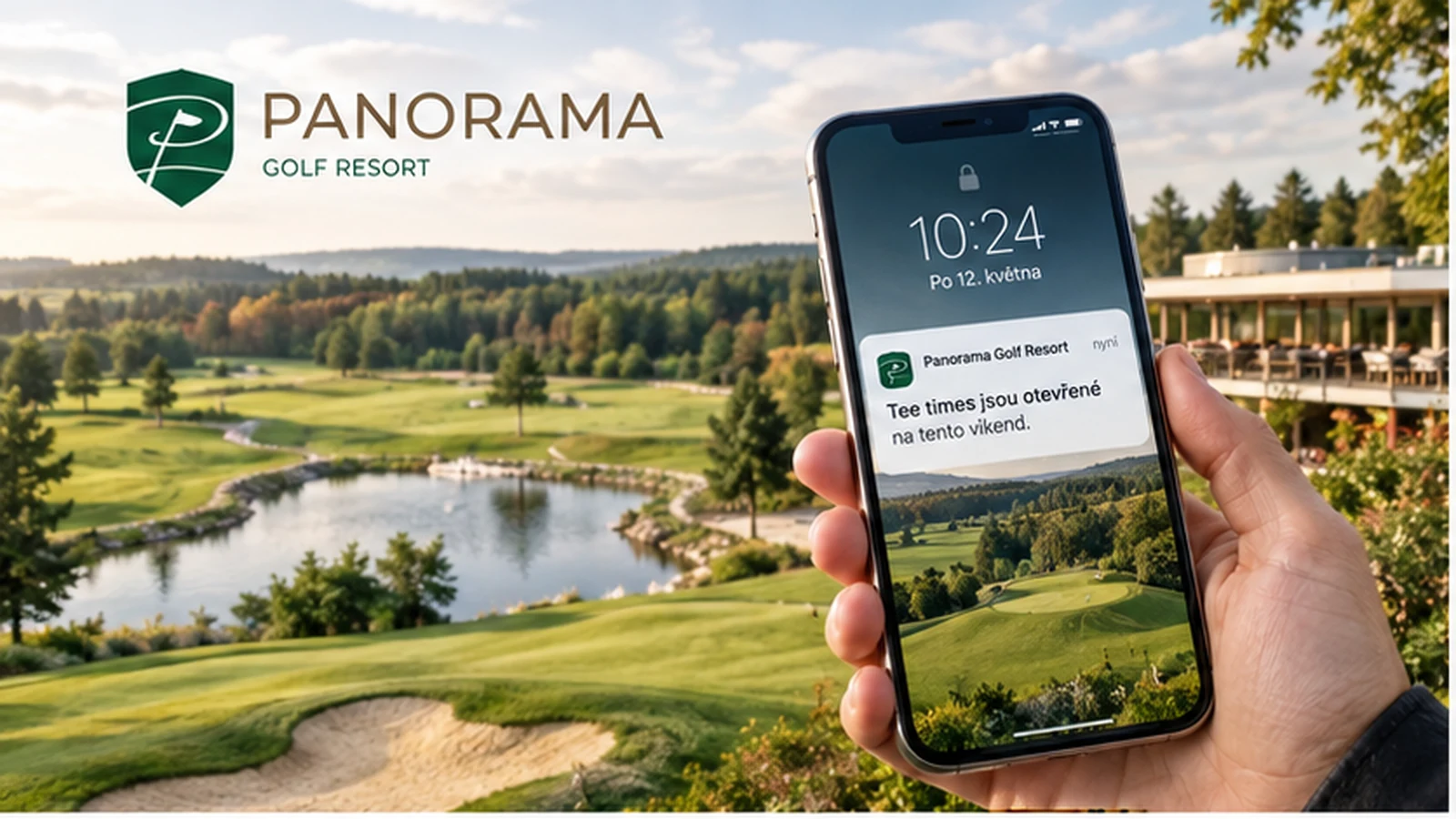 Panorama Golf Resort a telefon s webovým oznámením o golfových termínech