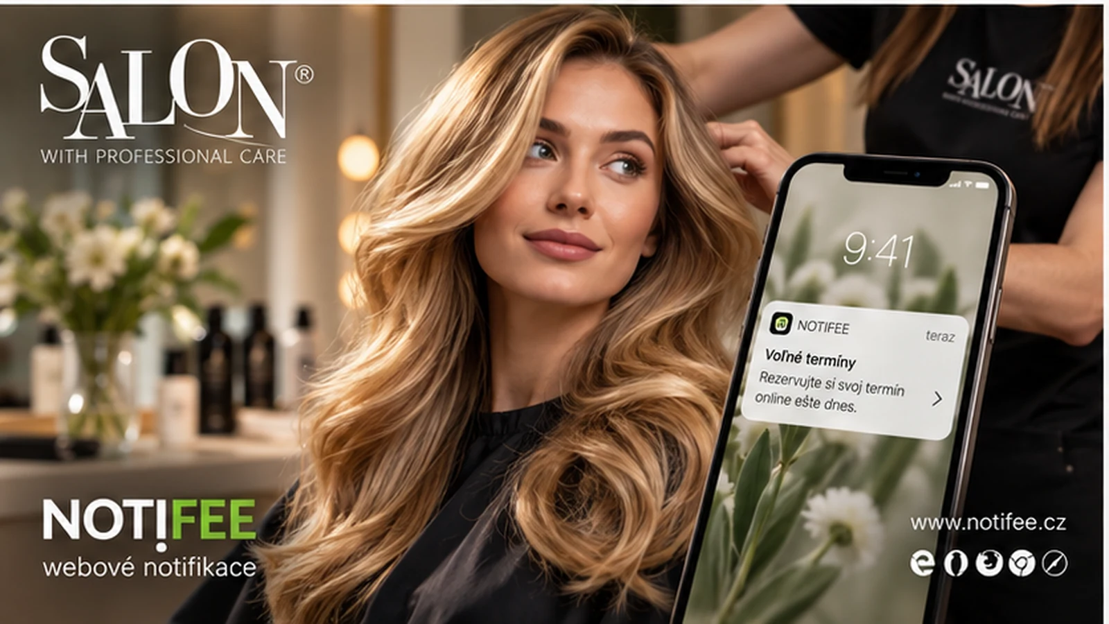 Kadeřnický Salon Ostrava a telefon s oznámením o volném termínu