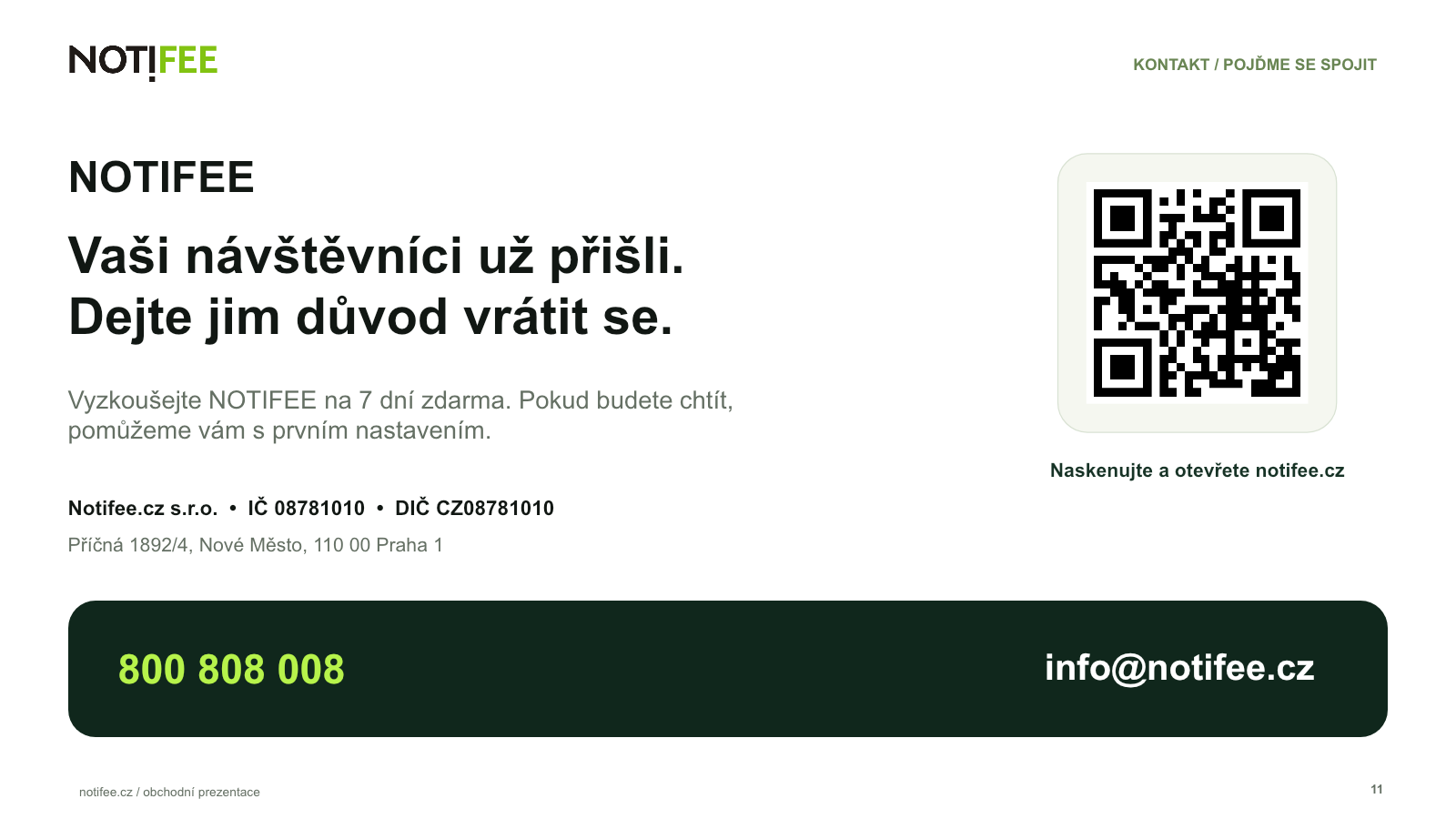 Brožura NOTIFEE, strana 11 z 11